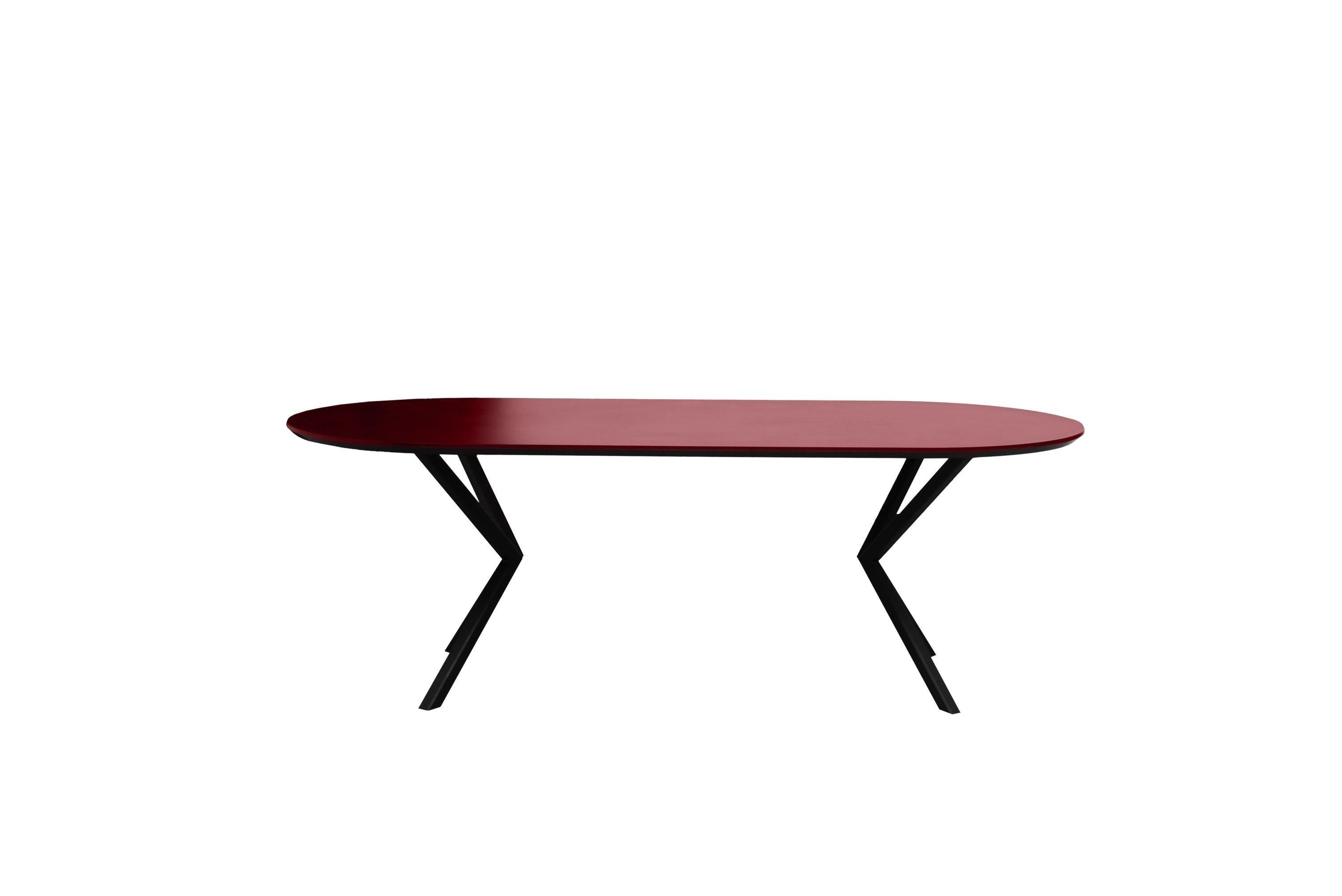 Fenix tafel Plat ovaal - Rosso Jaipur 3cm blad met Facet - VV poot - {{ product.type }} - Kas20