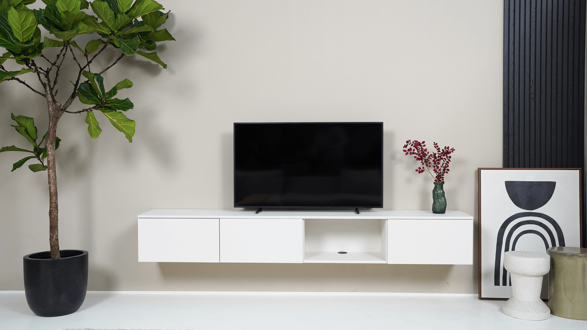 TV meubel - Beige  - 3 kleppen en open vak - {{ product.type }} - Kas20
