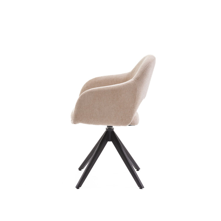 Eetkamerstoel Liam - San Remo Ecru - Hout smoked Draaibaar onderstel - {{ product.type }} - Kas20