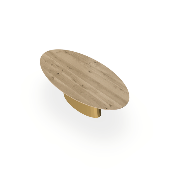 Eettafel Eiken Naturel - Ovaal - Sjors Onderstel Mat Goud - {{ product.type }} - Kas20