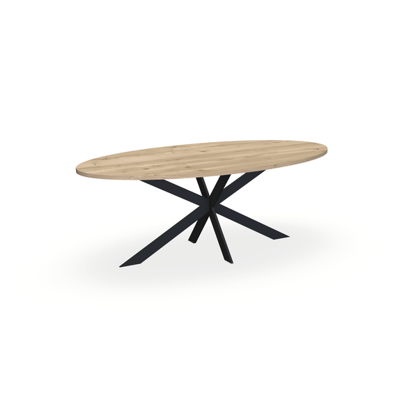 Eettafel Eiken Naturel - Ovaal - Matrix Ultra Onderstel Mat Zwart - {{ product.type }} - Kas20