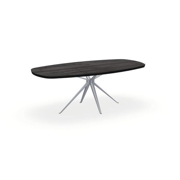 Eettafel Eiken Black Smoke In - Ovaal Deens - Anna Onderstel Mat Zilver - {{ product.type }} - Kas20