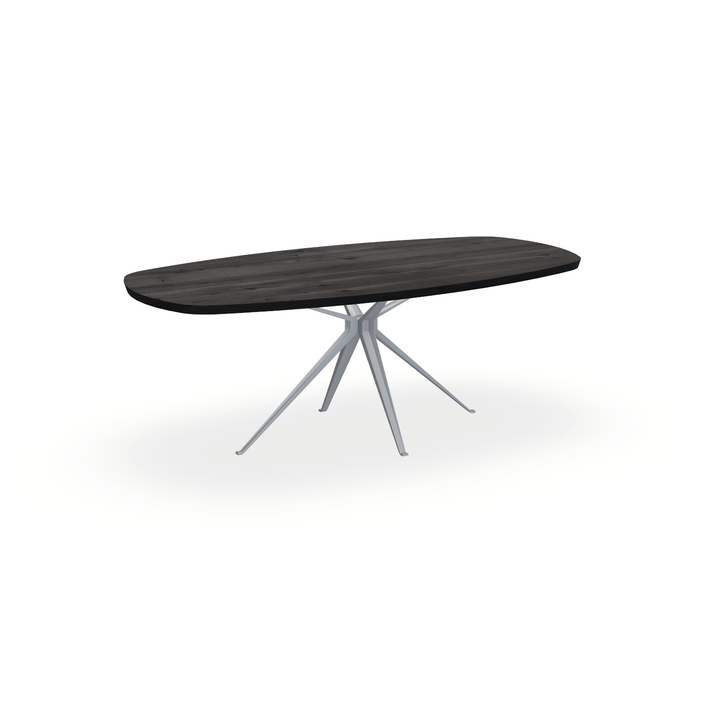 Eettafel Eiken Black Smoke In - Ovaal Deens - Anna Onderstel Mat Zilver - {{ product.type }} - Kas20