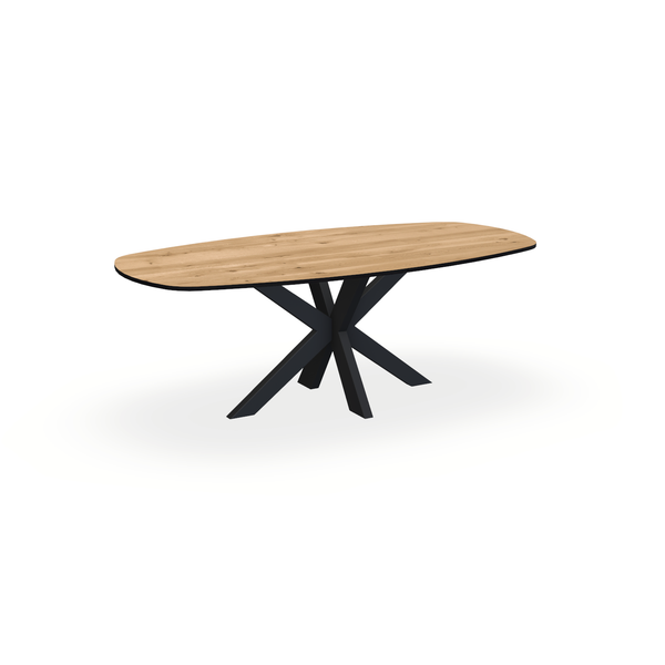 Eettafel Eiken Maurra - Ovaal Deens - Matrix Dun Onderstel Mat Zwart - {{ product.type }} - Kas20