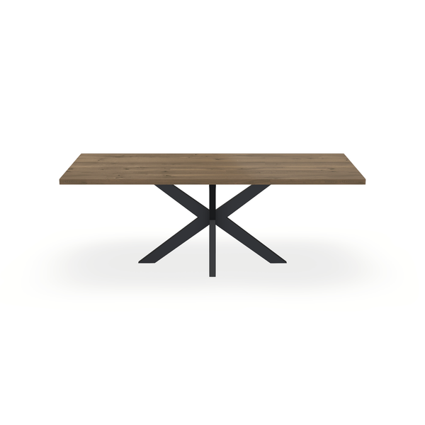 Eettafel Eiken Chocolate - Recht - Matrix Dun Onderstel Mat Zwart - {{ product.type }} - Kas20