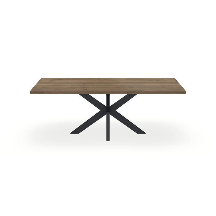 Eettafel Eiken Chocolate - Recht - Matrix Dun Onderstel Mat Zwart - {{ product.type }} - Kas20