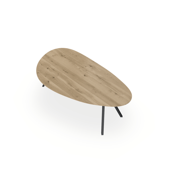 Eettafel Eiken Naturel - Kiezel A - I Schuin Onderstel Mat Zwart - {{ product.type }} - Kas20