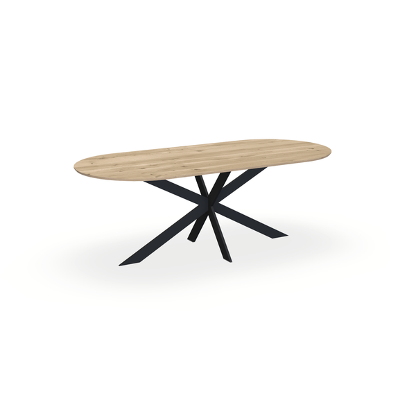 Eettafel Eiken Naturel - Ovaal Plat - Matrix Ultra Onderstel Mat Zwart - {{ product.type }} - Kas20