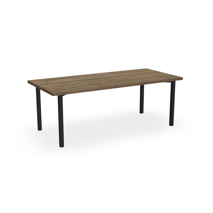 Eettafel Eiken Chocolate - Recht - Ace Onderstel Mat Zwart - {{ product.type }} - Kas20