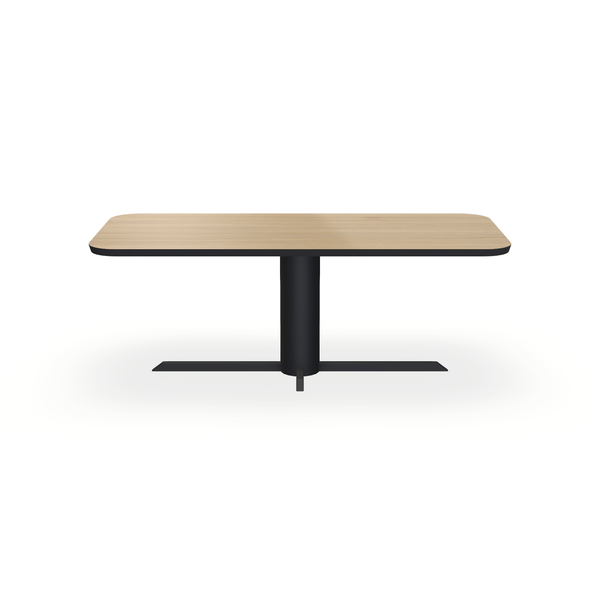 Eettafel Eiken Fineer Naturel - Recht Radius - Ilona Onderstel Mat Zwart - {{ product.type }} - Kas20