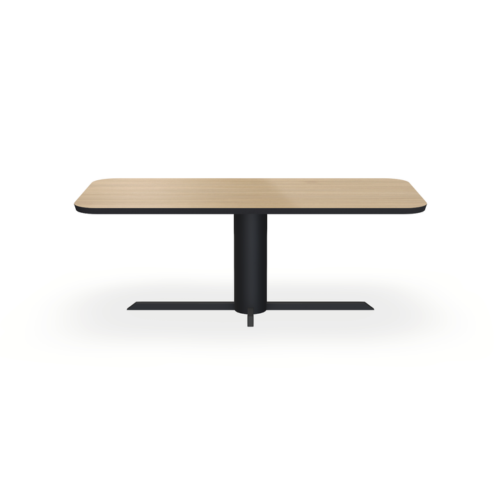 Eettafel Eiken Fineer Naturel - Recht Radius - Ilona Onderstel Mat Zwart - {{ product.type }} - Kas20