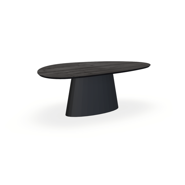 Eettafel Eiken Black Smoke In - Kiezel B - Sjors Onderstel Mat Zwart - {{ product.type }} - Kas20