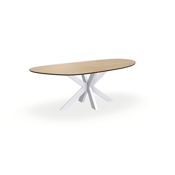 Eettafel Eiken Fineer Liqurien - Organisch B - Matrix Dun Onderstel Mat Wit - {{ product.type }} - Kas20