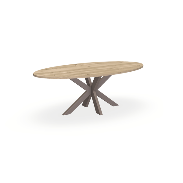 Eettafel Eiken Naturel - Ovaal - Matrix Dun Onderstel Mat Lichtbruin - {{ product.type }} - Kas20