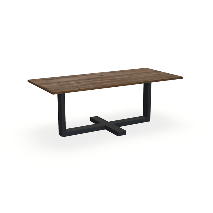 Eettafel Eiken Toscane 2 - Recht - Halve Plus Onderstel Mat Zwart - {{ product.type }} - Kas20