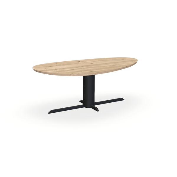 Eettafel Eiken Liqurien - Kiezel A - Ilona Onderstel Mat Zwart - {{ product.type }} - Kas20