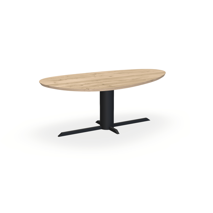 Eettafel Eiken Liqurien - Kiezel A - Ilona Onderstel Mat Zwart - {{ product.type }} - Kas20