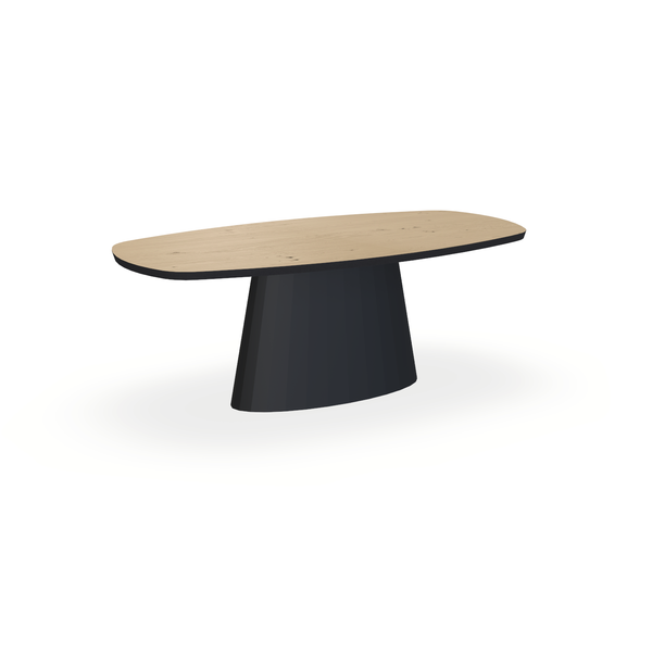 Eettafel Eiken Fineer Noesten Naturel - Ovaal Deens - Sjors Onderstel Mat Zwart - {{ product.type }} - Kas20