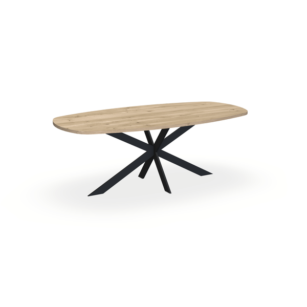 Eettafel Eiken Naturel - Ovaal Deens - Matrix Ultra Onderstel Mat Zwart - {{ product.type }} - Kas20