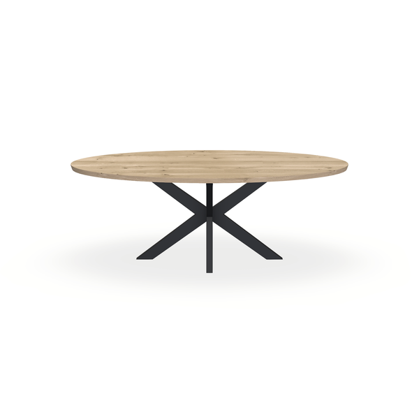 Eettafel Eiken Naturel - Ovaal - Matrix Dun Onderstel Mat Zwart - {{ product.type }} - Kas20