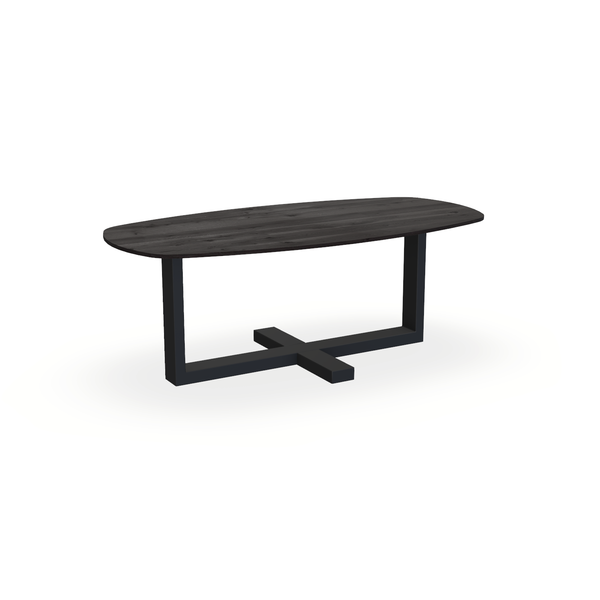Eettafel Eiken Black Smoke In - Ovaal Deens - Halve Plus Onderstel Mat Zwart - {{ product.type }} - Kas20