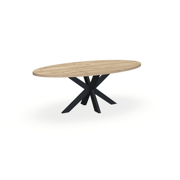 Eettafel Eiken Naturel - Ovaal - Matrix Dun Onderstel Mat Zwart - {{ product.type }} - Kas20