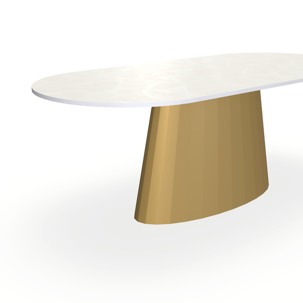 Eettafel Beton Beige - Ovaal Plat - Sjors Onderstel Mat Goud - {{ product.type }} - Kas20