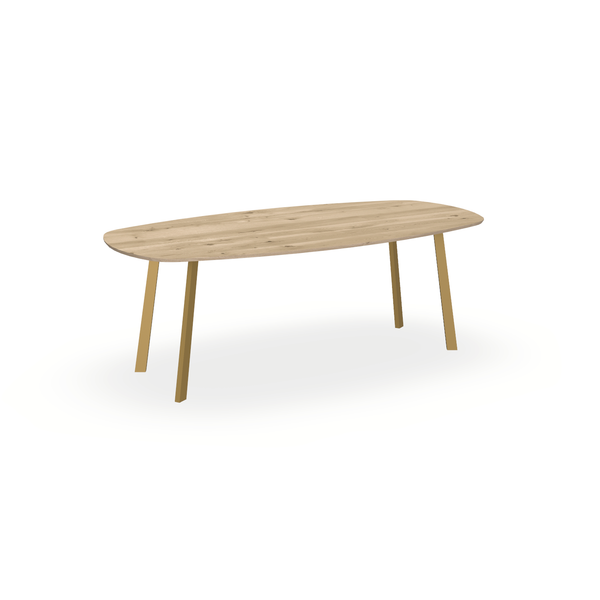 Eettafel Eiken Naturel - Ovaal Deens - I Poot Onderstel Mat Goud - {{ product.type }} - Kas20