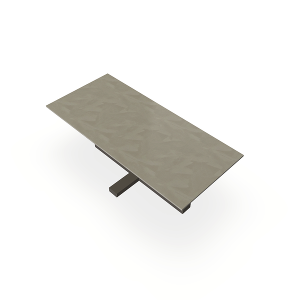 Eettafel Beton Leather Taupe - Recht - Halve Plus Onderstel Mat Donkerbruin - {{ product.type }} - Kas20