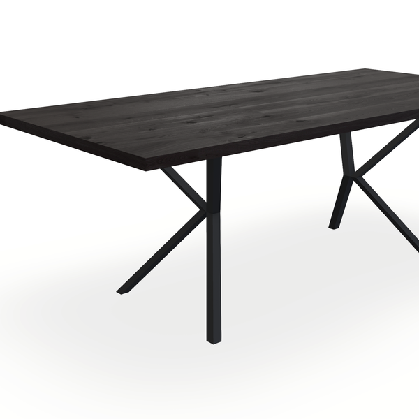 Eettafel Eiken Black Smoke In - Recht - Vv Poot Onderstel Mat Zwart - {{ product.type }} - Kas20
