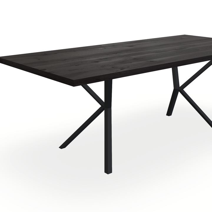 Eettafel Eiken Black Smoke In - Recht - Vv Poot Onderstel Mat Zwart - {{ product.type }} - Kas20