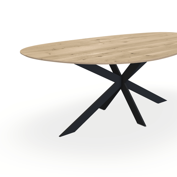 Eettafel Eiken Naturel - Kiezel A - Matrix Ultra Onderstel Mat Zwart - {{ product.type }} - Kas20