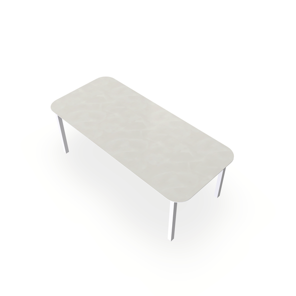 Eettafel Beton Beige - Recht Radius - Ace Onderstel Mat Wit - {{ product.type }} - Kas20