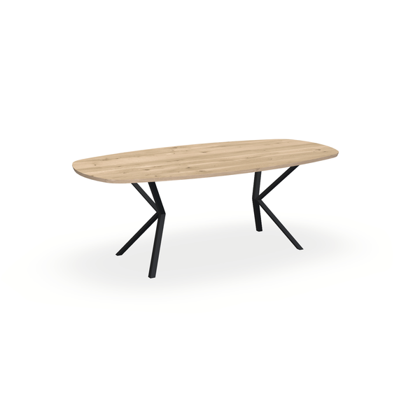 Eettafel Eiken Liqurien - Ovaal Deens - Vv Poot Onderstel Mat Zwart - {{ product.type }} - Kas20