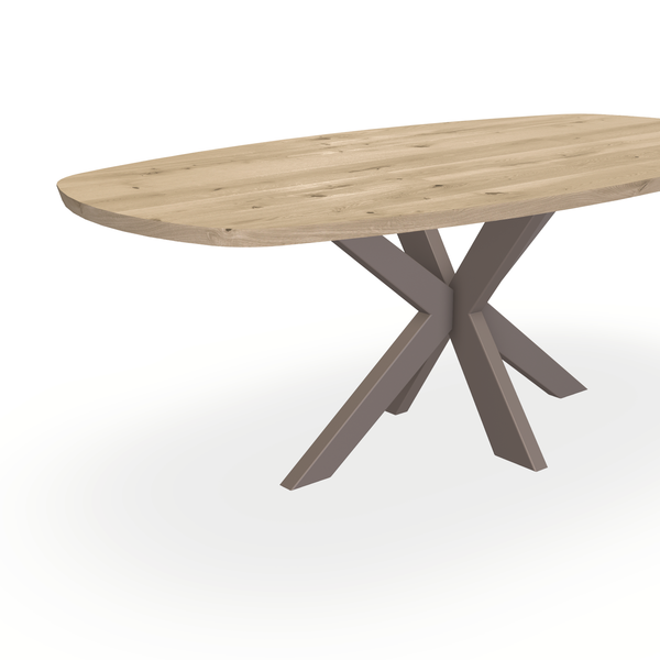Eettafel Eiken Naturel - Ovaal Deens - Matrix Dun Onderstel Mat Lichtbruin - {{ product.type }} - Kas20