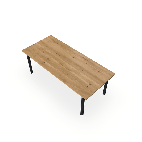 Eettafel Eiken Maurra - Recht - Ace Onderstel Mat Zwart - {{ product.type }} - Kas20