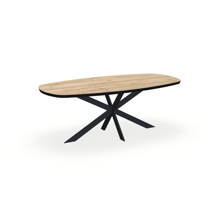 Eettafel Eiken Liqurien - Ovaal Deens - Matrix Ultra Onderstel Mat Zwart - {{ product.type }} - Kas20