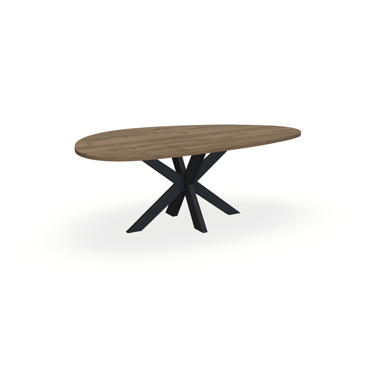 Eettafel Eiken Chocolate - Kiezel B - Matrix Dun Onderstel Mat Zwart - {{ product.type }} - Kas20