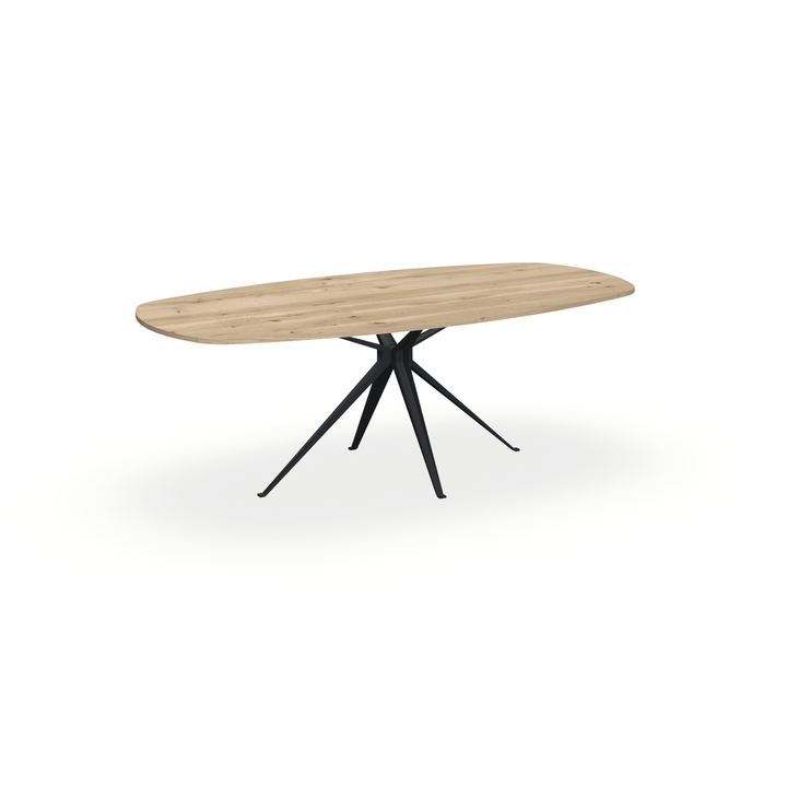 Eettafel Eiken Naturel - Ovaal Deens - Anna Onderstel Mat Zwart - {{ product.type }} - Kas20