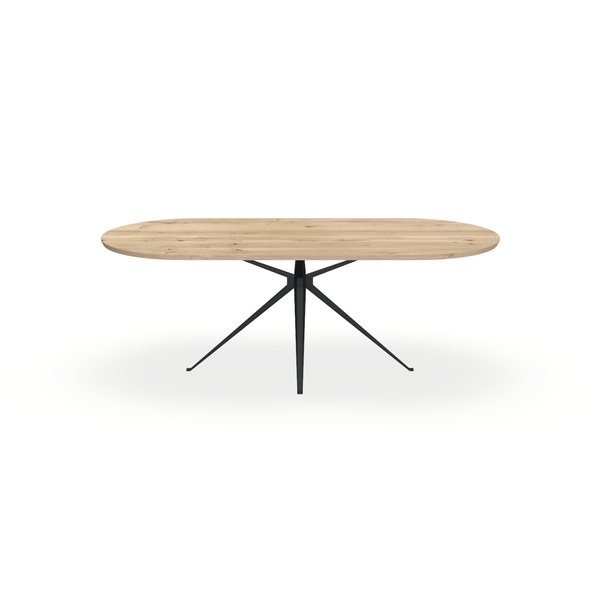 Eettafel Eiken Liqurien - Ovaal Plat - Anna Onderstel Mat Zwart - {{ product.type }} - Kas20