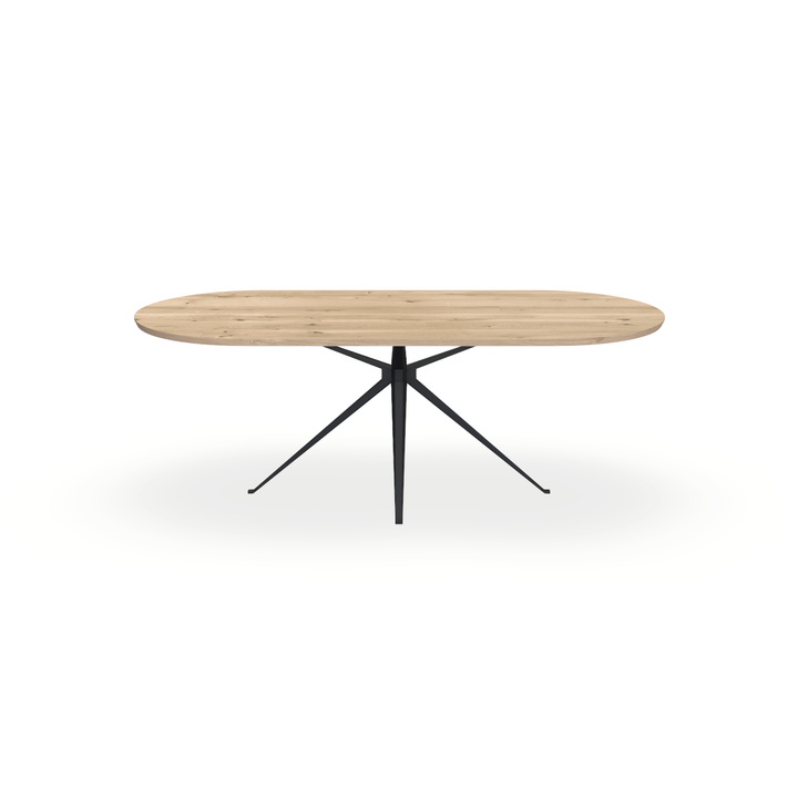 Eettafel Eiken Liqurien - Ovaal Plat - Anna Onderstel Mat Zwart - {{ product.type }} - Kas20