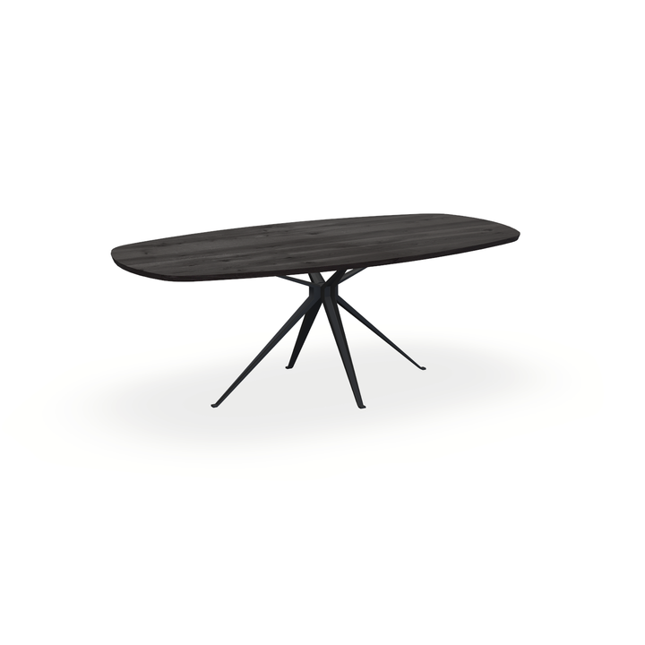 Eettafel Eiken Black Smoke In - Ovaal Deens - Anna Onderstel Mat Zwart - {{ product.type }} - Kas20