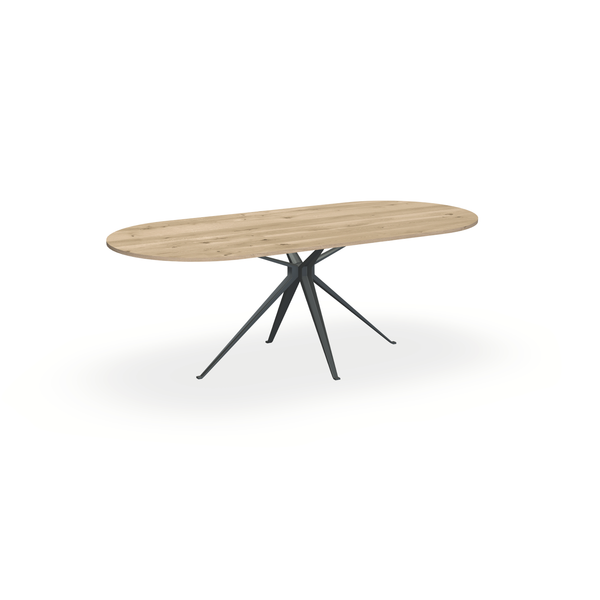 Eettafel Eiken Naturel - Ovaal Plat - Anna Onderstel Mat Antraciet - {{ product.type }} - Kas20