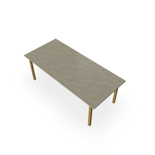Eettafel Beton Leather Taupe - Recht - Ace Onderstel Mat Goud - {{ product.type }} - Kas20