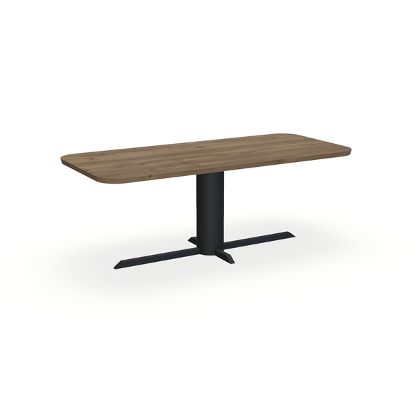 Eettafel Eiken Chocolate - Recht Radius - Ilona Onderstel Mat Zwart - {{ product.type }} - Kas20