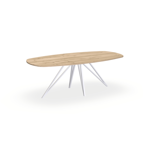 Eettafel Eiken Liqurien - Ovaal Deens - Spin Onderstel Mat Wit - {{ product.type }} - Kas20