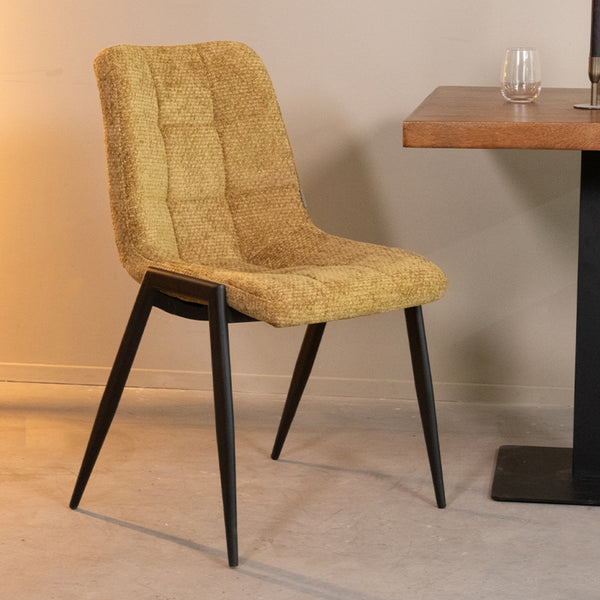 Eetkamerstoel Soleil - Mustard - Elite - Black Frame (set van 2) - {{ product.type }} - Kas20