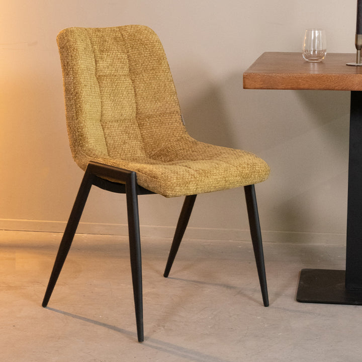 Eetkamerstoel Soleil - Mustard - Elite - Black Frame (set van 2) - {{ product.type }} - Kas20