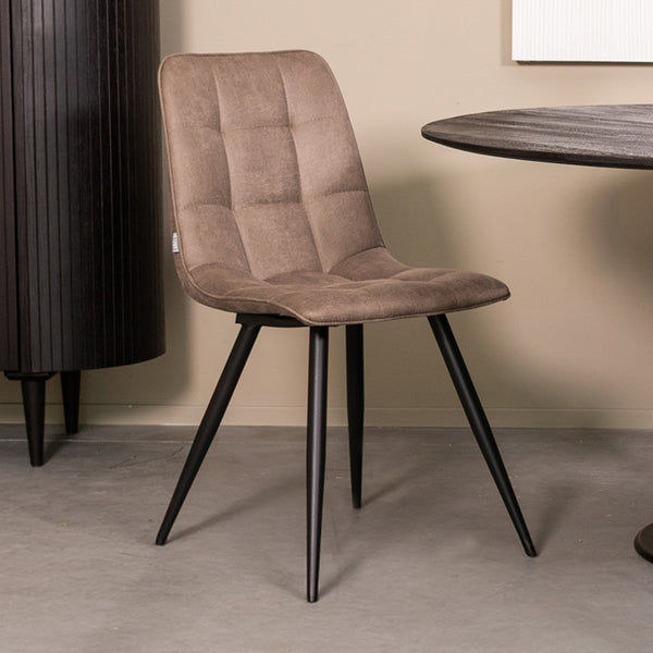 Eetkamerstoel Brio - Taupe - Micro Suede - Black Frame (set van 4) - {{ product.type }} - Kas20