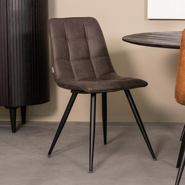 Eetkamerstoel Brio - Antraciet - Micro Suede - Black Frame (set van 4) - {{ product.type }} - Kas20